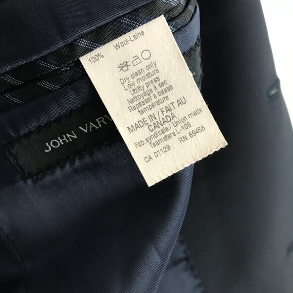 John Varvatos Wool Blazer Jacket Navy Two Button Mens 36S - Picture 7 of 13